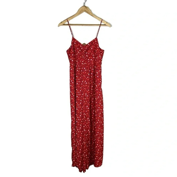 Madewell Red Floral Prairie Posies Wide Leg Jumpsuit Size 6 Casual Party Summer - Picture 4 of 12